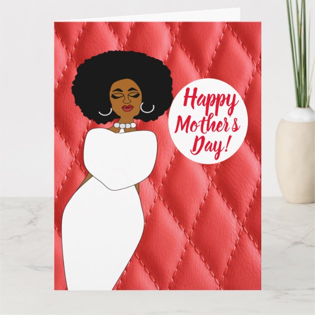 Tarjeta Rojo acolchado afroamericano  (Anverso)