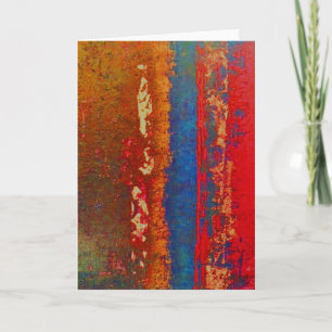 Tarjeta Rojo, azul, saludo abstracto del oro, en blanco