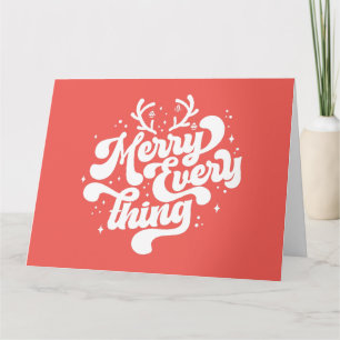 Tarjeta Rojo Blanco Retro Alegre todo Alegre Navidad 