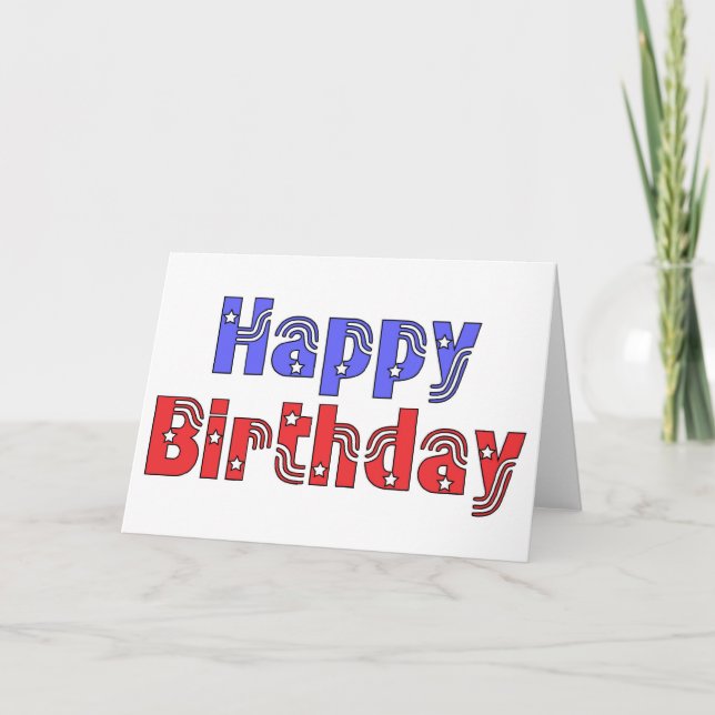 Tarjeta Rojo, blanco y azul del feliz cumpleaños (Anverso)
