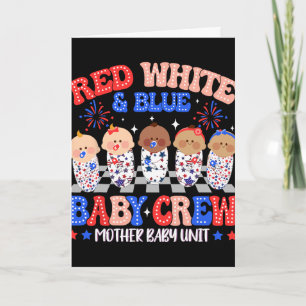 Tarjeta Rojo Blanco Y Azul Por Madre De La Tripulación Por
