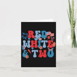 Tarjeta Rojo Blanco y Dos 2do Cumpleaños Fiesta 4 de Julio