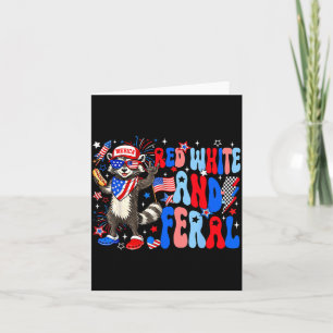 Tarjeta Rojo Blanco y Feral USA Mapache 4 de Julio Merica