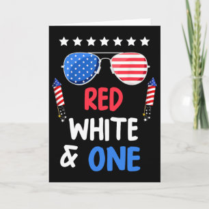 Tarjeta Rojo Blanco Y Uno Cumpleaños 1er 4 De Julio Indep