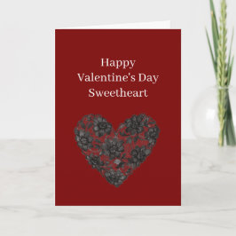 Tarjeta Rojo Borgoña Negro Floral Corazón Sexy Encaje Fals