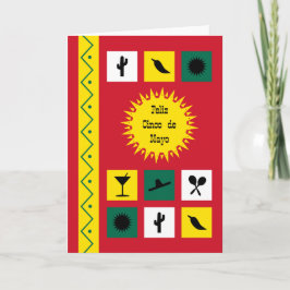 Tarjeta Rojo de inspiración mexicana Cinco de Mayo