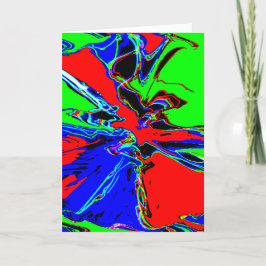 Tarjeta Rojo Lime Verde Azul Abstrato Flor PinWheel