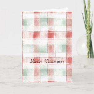 Tarjeta Rojo Menta Mocha con Rayas de Cuadros de Navidad