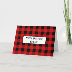 Tarjeta Rojo Negro a Través de los Millas Amigo Feliz Cump