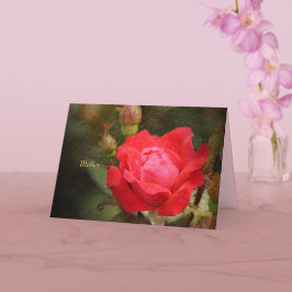 Tarjeta Rojo, rosa rojo para la madre