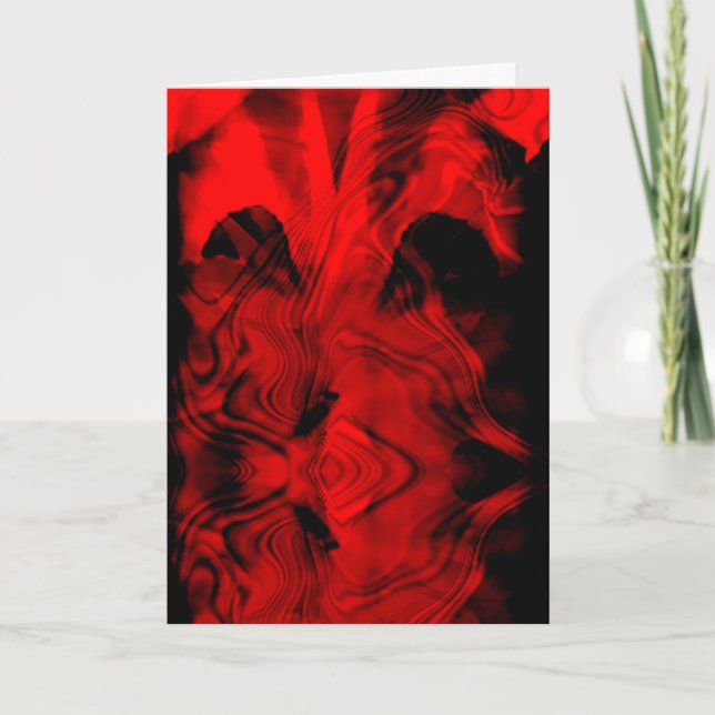 Tarjeta Rojo sobre negro Abstrato Fantasía Diseño Floral (Anverso)