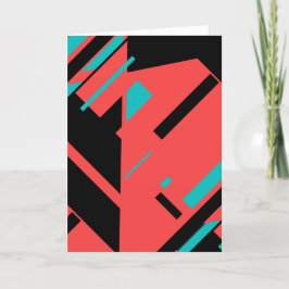 Tarjeta Rojo verde sobre diseño geométrico abstracto negro