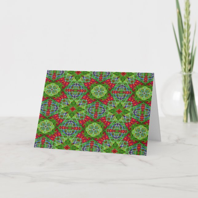 Tarjeta Rojo, Verde y Azul Geométrico (Anverso)