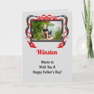 Tarjeta Rojo y gris del Día del Padre Perro