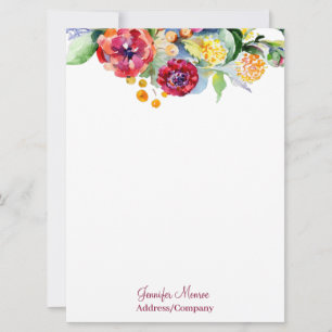 Tarjeta Rojo y naranja acuarela floral personalizado