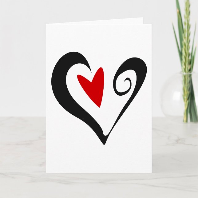 Tarjeta Rojo y Negro Resumen Corazón moderno Romántico (Subido por el creador)