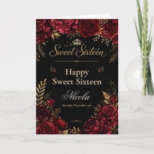 Tarjeta Rojo y Negro Sweet Sixteen