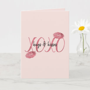 Tarjeta Rojos Besos Labios XOXO Rubor
