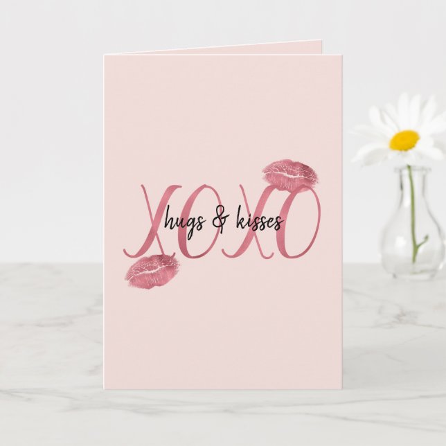 Tarjeta Rojos Besos Labios XOXO Rubor (Planta pequeña)