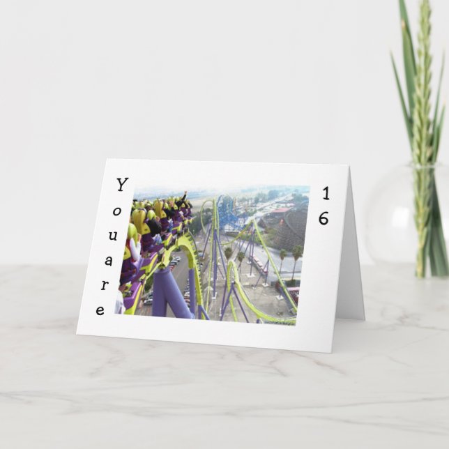 TARJETA ROLLER COASTER THRILLS PARA LOS 16 AÑOS (Anverso)