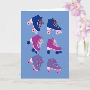 Tarjeta Rollerskates Retro Púrpura