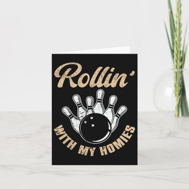 Tarjeta Rollin con mi boliche retro de casa 5 (Anverso)