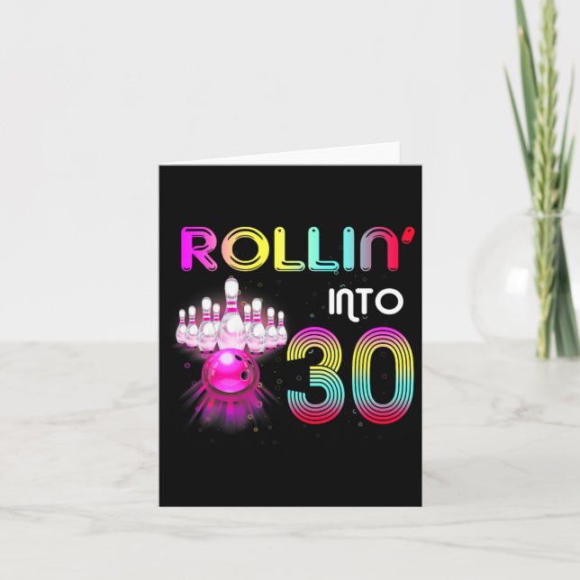 Tarjeta Rollin en 30 Bowling Birthday Party (Anverso)