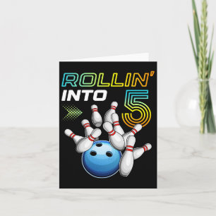 Tarjeta Rollin en 5 Fiesta de Cumpleaños Retro Bola 5 Bir