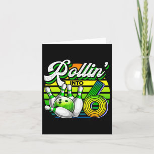 Tarjeta Rollin' en 6 bolas retro bolera 6 cumpleaños