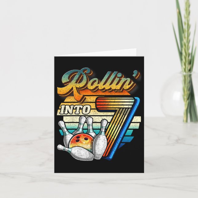 Tarjeta Rollin en 7 Bowling Birthday Party 7º cumpleaños (Anverso)
