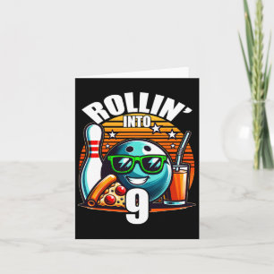 Tarjeta Rollin en 9 Bowling Birthday Party Noveno Cumpleañ