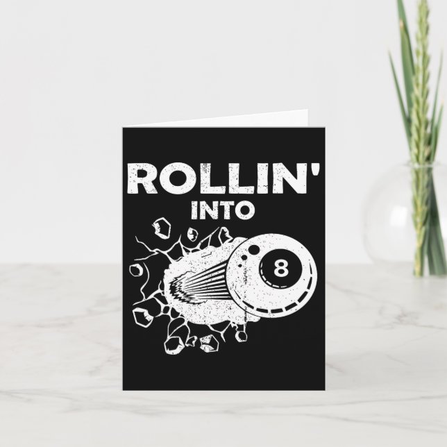 Tarjeta Rollin Into 8 Billiards 8Cumpleaños Flamando Billi (Anverso)