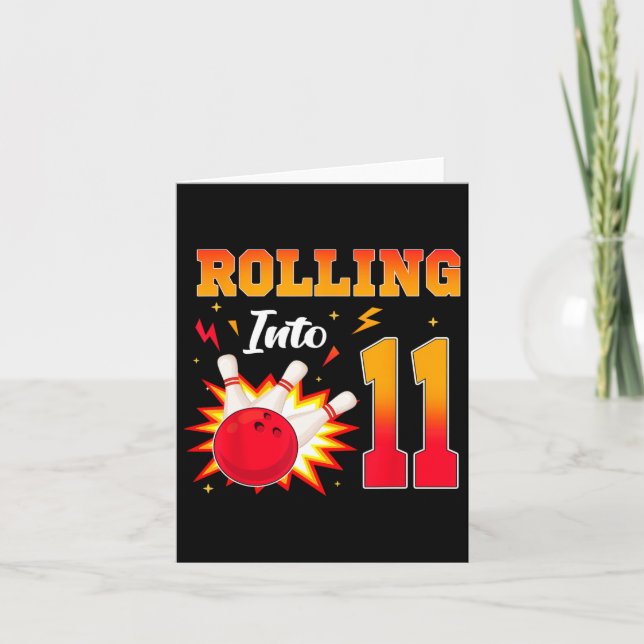 Tarjeta Rolling In 11 Bowling Birthday Party (Anverso)