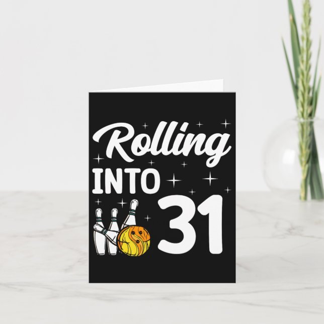 Tarjeta Rolling Into 31 Bowling 31 cumpleaños (Anverso)