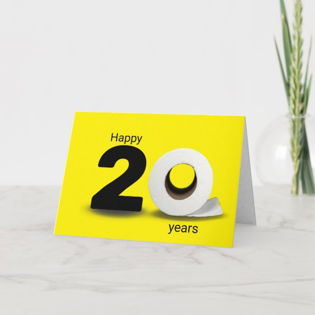 Tarjeta rollo de papel higiénico cumpleaños 20 (Anverso)