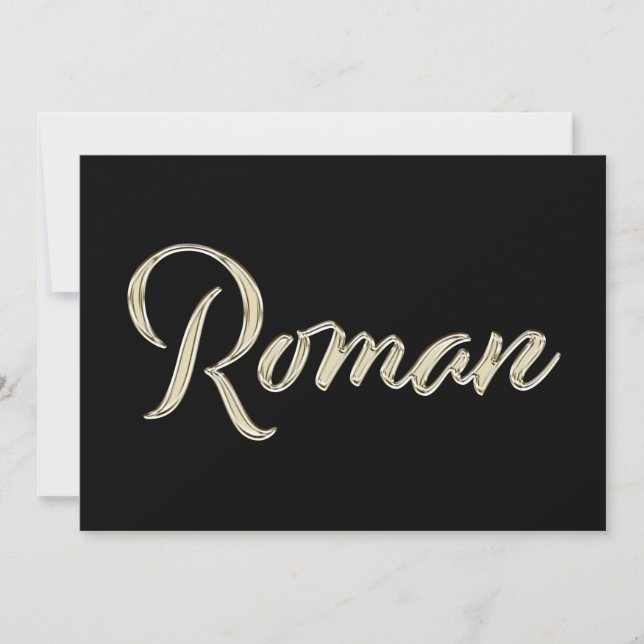 Tarjeta Roman Name white gold Handwriting Karte (Anverso)