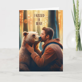Tarjeta Romance de Amor Gay Besé a un Oso y Me Gustó