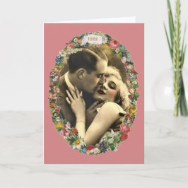 Tarjeta Romance en un óvalo floral