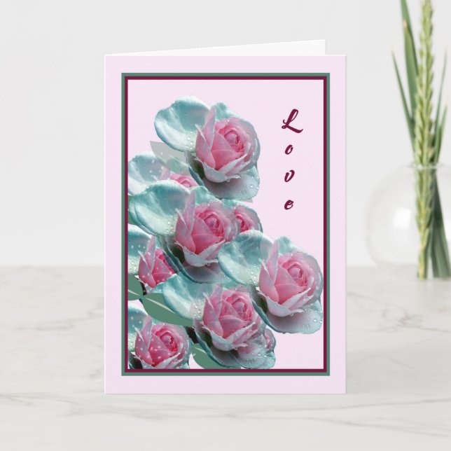 Tarjeta Romance Love Card con rosas rosas rosas (Anverso)