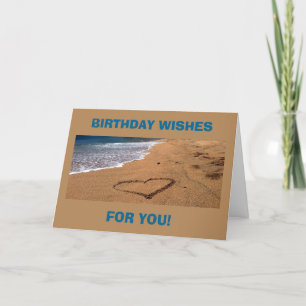 TARJETA ROMANCE Y LA PLAYA CON CORAZÓN PARA SU CUMPLEAÑOS