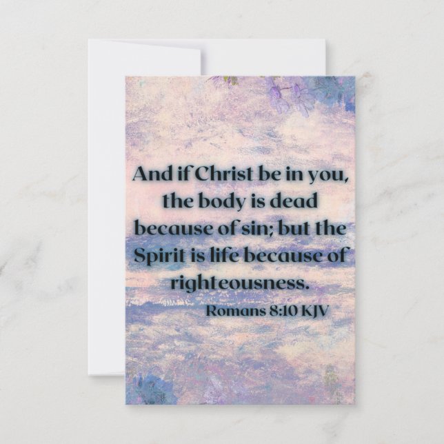 Tarjeta Romanos 8:10 KJV Biblia Scripture Fic Greeting (Anverso)