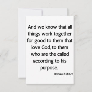 Tarjeta Romanos 8:28 KJV Biblia Verse Greeting Card