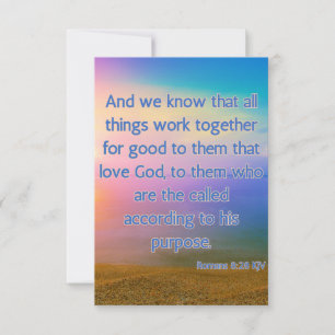 Tarjeta Romanos 8:28 KJV Biblia Verse Pic Greeting Card