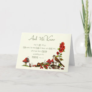 Tarjeta Romanos 8:28: Pensando en ti: Naturaleza, pájaro, 