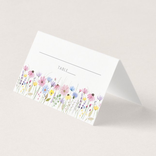 Tarjeta Romantic Boho Garden Wildflower Boda Place Card (Anverso)