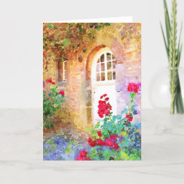 Tarjeta Romantic cottage garden aquarel