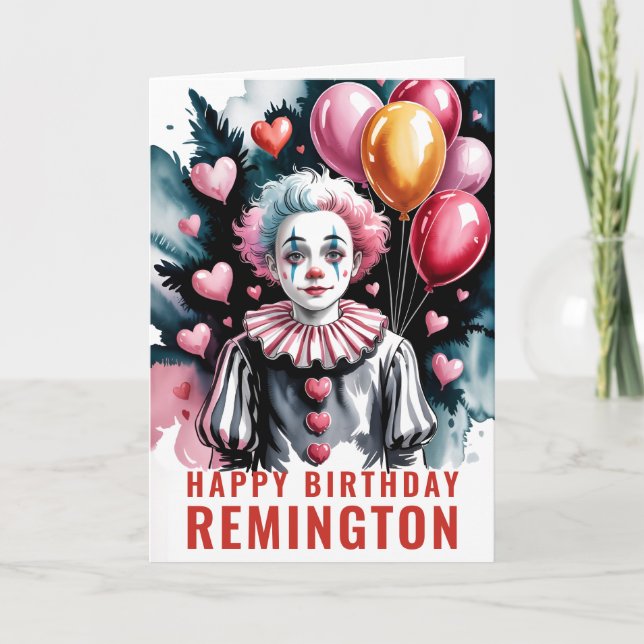 Tarjeta Romantic Cute Pierrot Birthday Clown (Anverso)