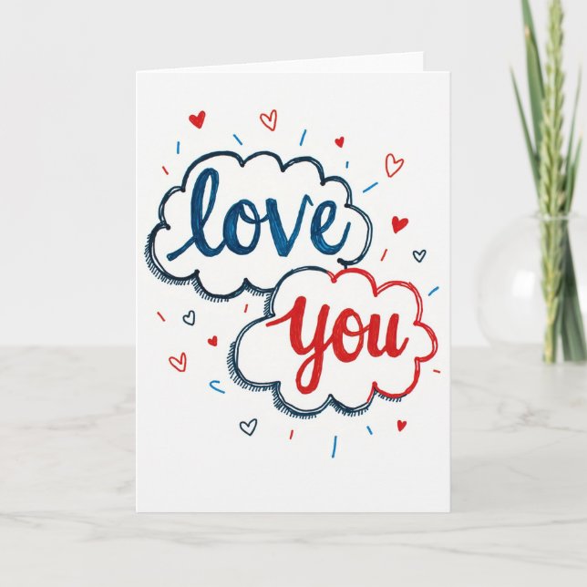 Tarjeta Romantic Doodled I Love You Card (Anverso)