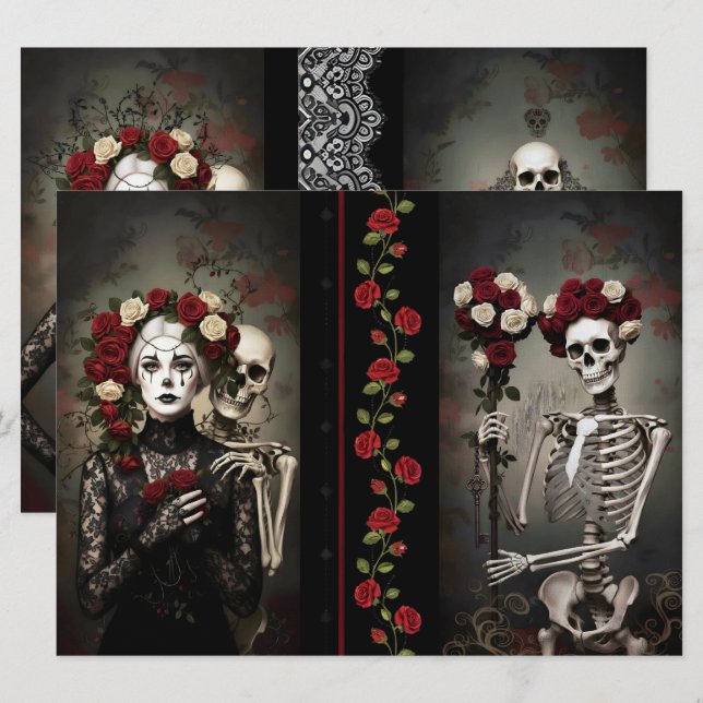 Tarjeta Romantic Ephemera Sheet  (Anverso / Reverso)