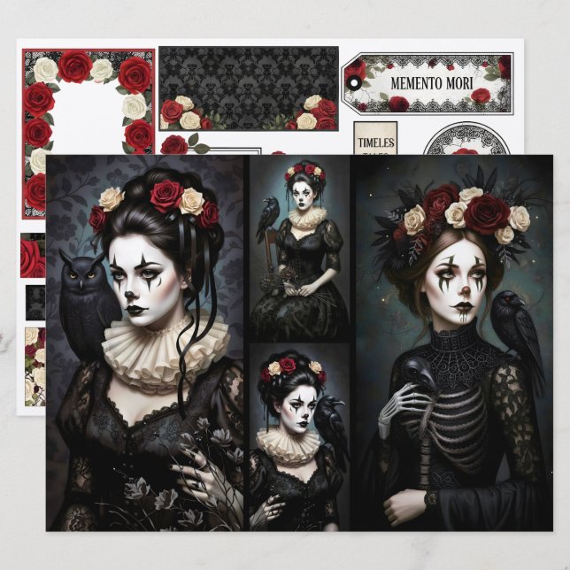 Tarjeta Romantic Ephemera Sheet  (Anverso / Reverso)